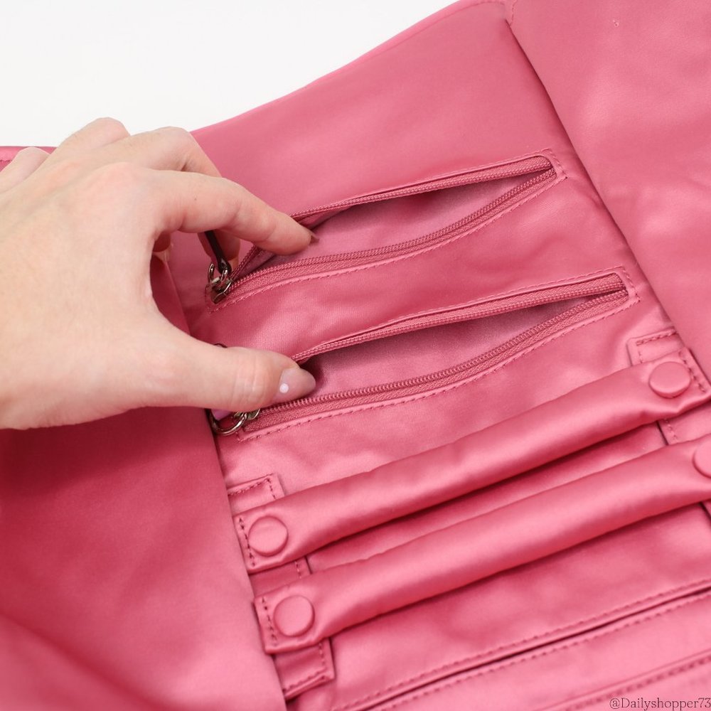 Coach Women's Large Pink Satin Jewelry Roll Travel Organizer - Picture 4 of 6